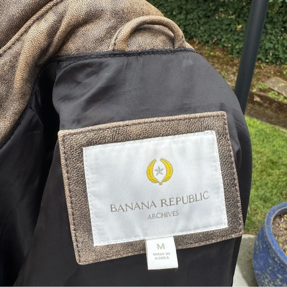 Banana Republic Men's Brown Leather Jacket - Picture 5 of 9